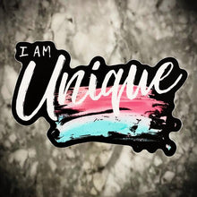 Load image into Gallery viewer, I am Unique affirmation Sticker, vinyl, durable, great gift for all, affirmation, dishwasher safe
